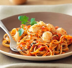 Fettuccine Carrotini with Sauteed Scallops