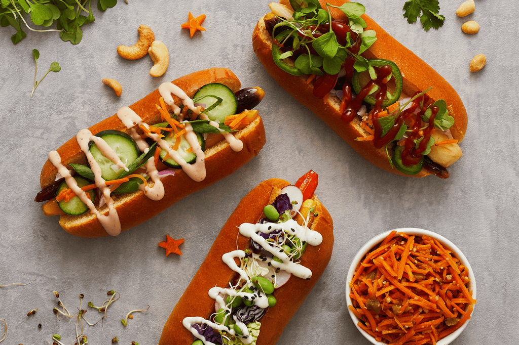 Loaded Rainbow Carrot Dogs, Three Ways